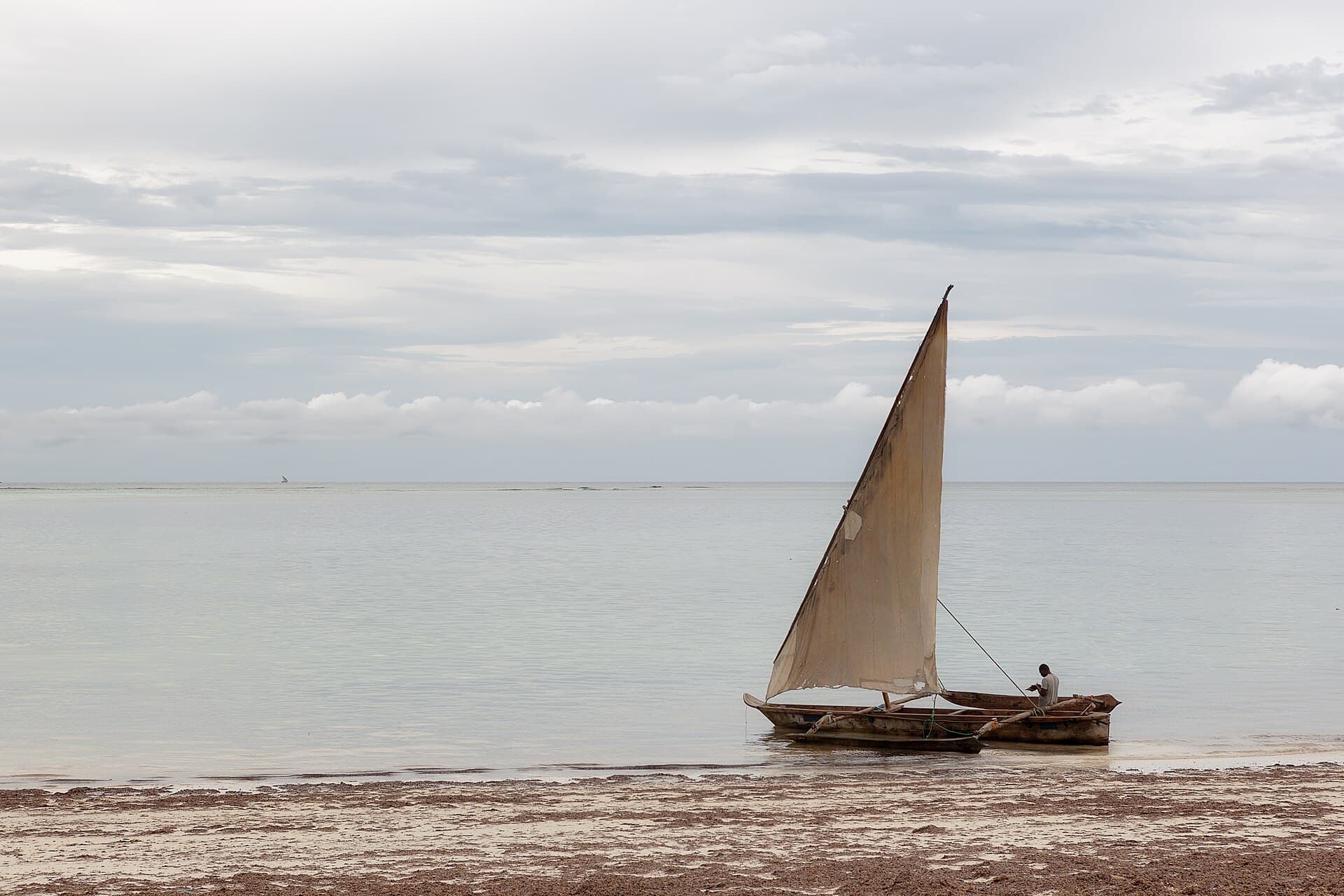 A traditional dhow off the Zanzibar coast